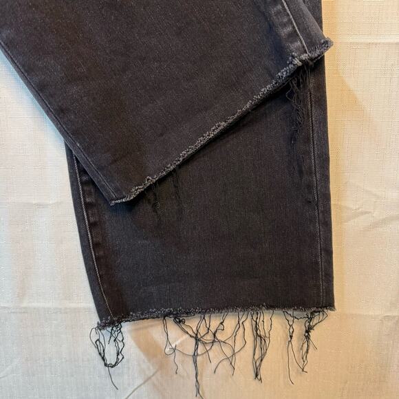 UNIQLO Skinny Jeans Size 32 Black Flared Denim High Rise Distressed Grunge‎ Goth - Picture 7 of 11